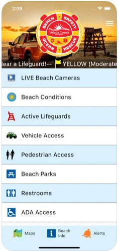 Download the Volusia Beaches app Volusia County Beach App Screenshot