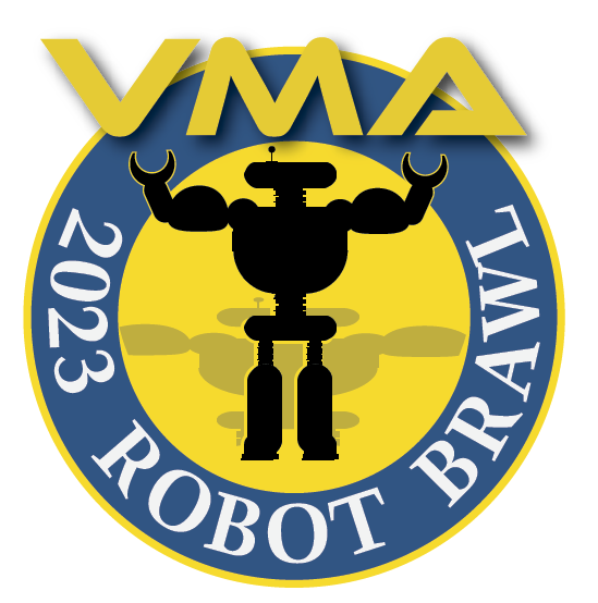 VMA 2023 Robot Brawl logo with a robot in the center of the circular logo