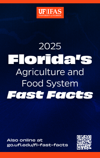Univ. of Florida IFAS - Floridas Agriculture Food System Fast Facts 2025 Cover. Also online at go.ufl.edu/fl-fast-facts